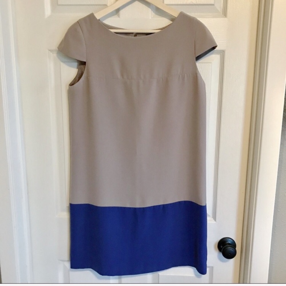 United Colors of Benetton Dress tan/blue sz medium